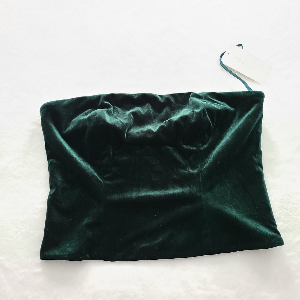 Revelry Convertible Velvet Emerald Green Top NWT